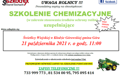 Zdjęcie do Szkolenie chemizacyjne dla rolnik&oacute;w
