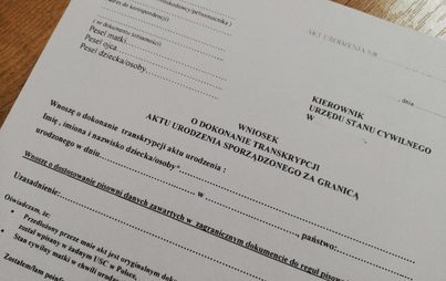Zdjęcie do USC: Transkrypcja  dokumentu  stanu cywilnego