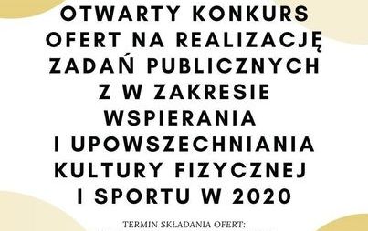 Zdjęcie do Otwarty konkurs ofert na realizację zadań publicznych z w zakresie wspierania i upowszechniania kultury fizycznej i sportu w 2021 roku