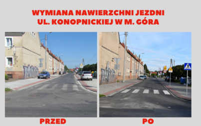 Zdjęcie do Wymiana nawierzchni jezdni ul. Konopnickiej w m. G&oacute;ra